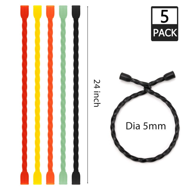 Gesipor 5 Pcs 24-Inch Silicone Cable Ties Steel-Core Reusable Rubber Twist Ties Bendable Cable Ties For Bundling And Holding, All Purpose Cord Tie For Indoor And Outdoor (5 Colors) - Image 2